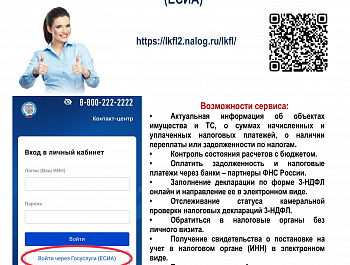 Возможность доступа к «Личному кабинету для физических лиц» на сайте ФНС России